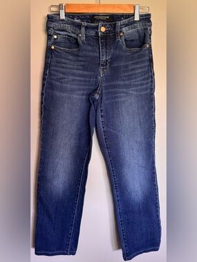 Liverpool Los Angeles Girlfriend Jeans Sz 2/26 Mid Rise Straight Crop Dark Wash